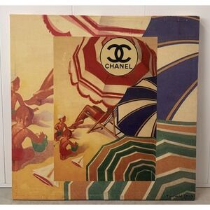 Chanel Beach Umbrellas By Fairchild Paris Canvas Print 30x30 Designer Wall Art